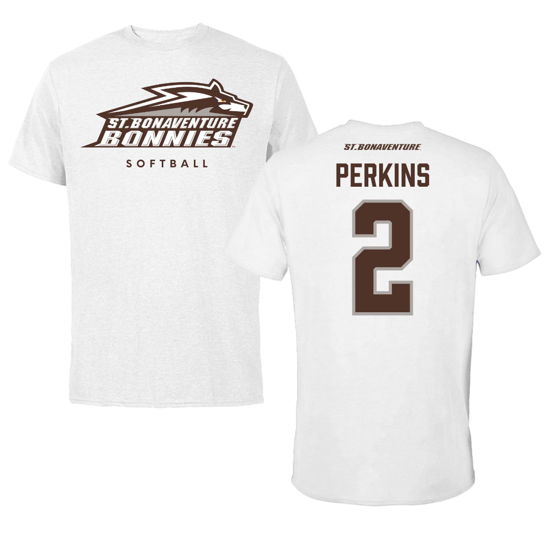 St. Bonaventure University Softball White Performance Tee - #2 Reanna Perkins