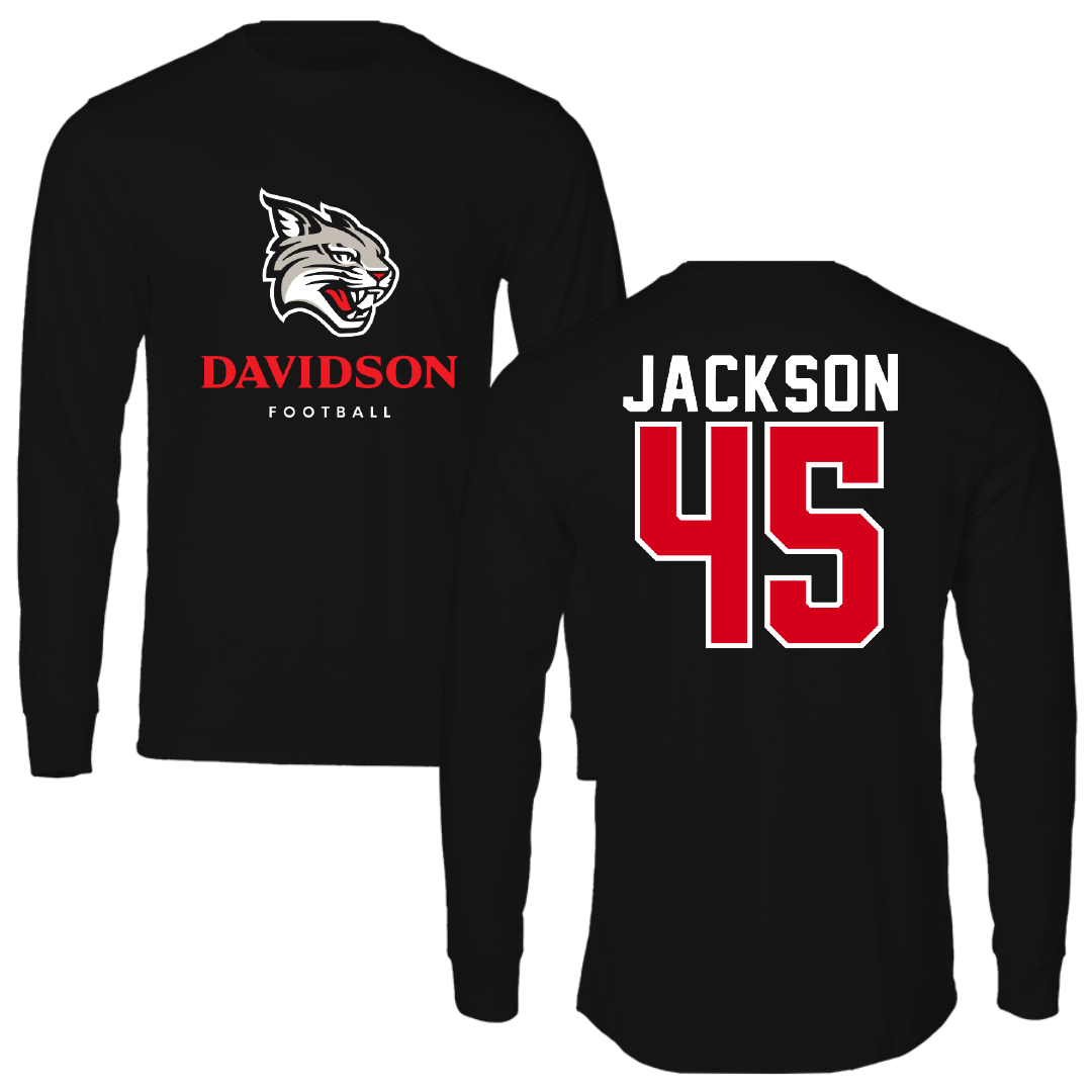 Davidson College Football Black Long Sleeve - #45 Cameron Jackson