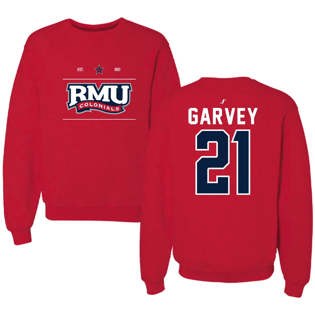 Robert Morris University Ice Hockey Red General Crewneck - #21 Cameron Garvey