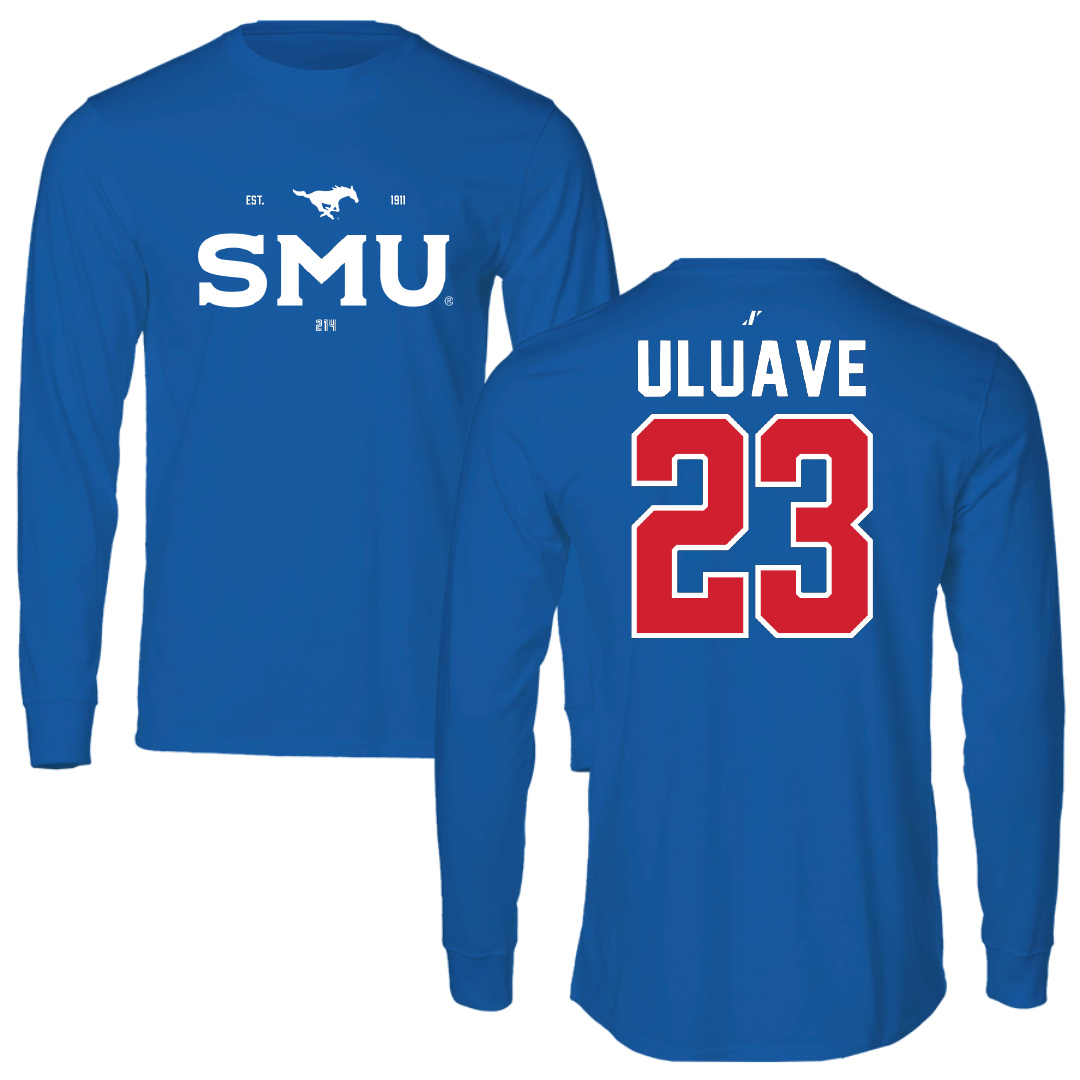 Southern Methodist University Volleyball Blue General Performance Long Sleeve - #23 Sina Uluave