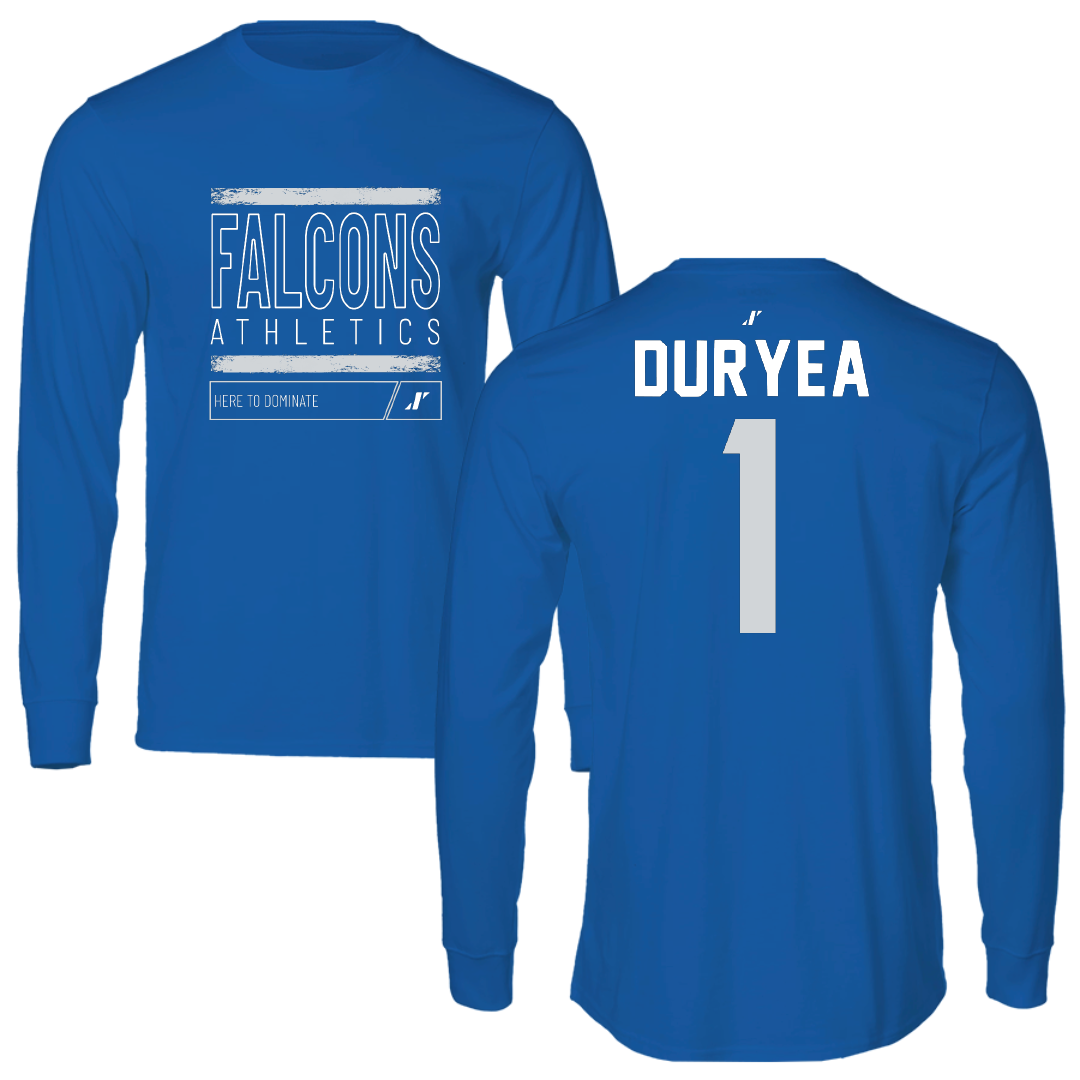 Albertus Magnus College Lacrosse Blue Dominate Long Sleeve - #1 Nicholas Duryea
