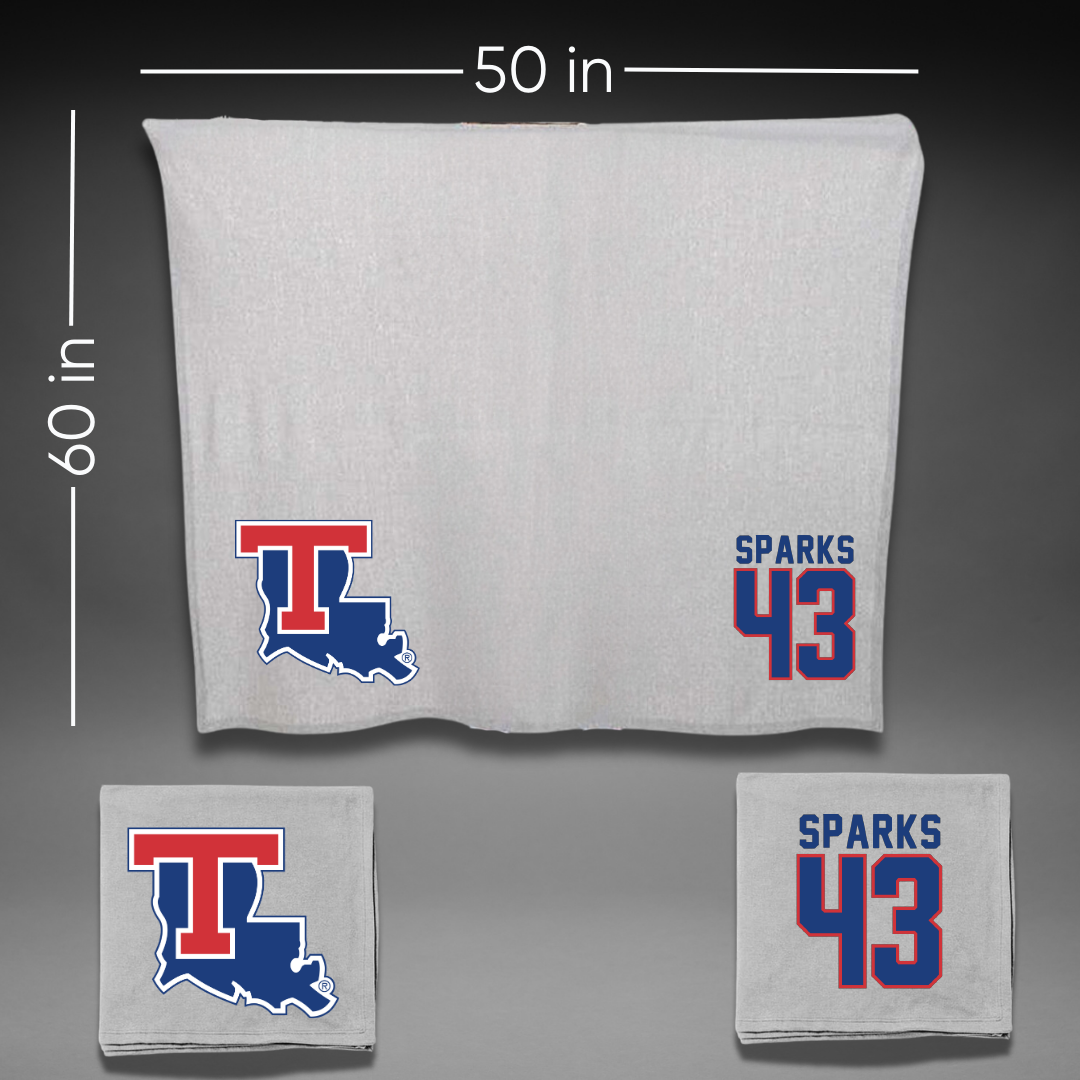 Louisiana Tech University Baseball Gray Blanket - #43 Alec Sparks