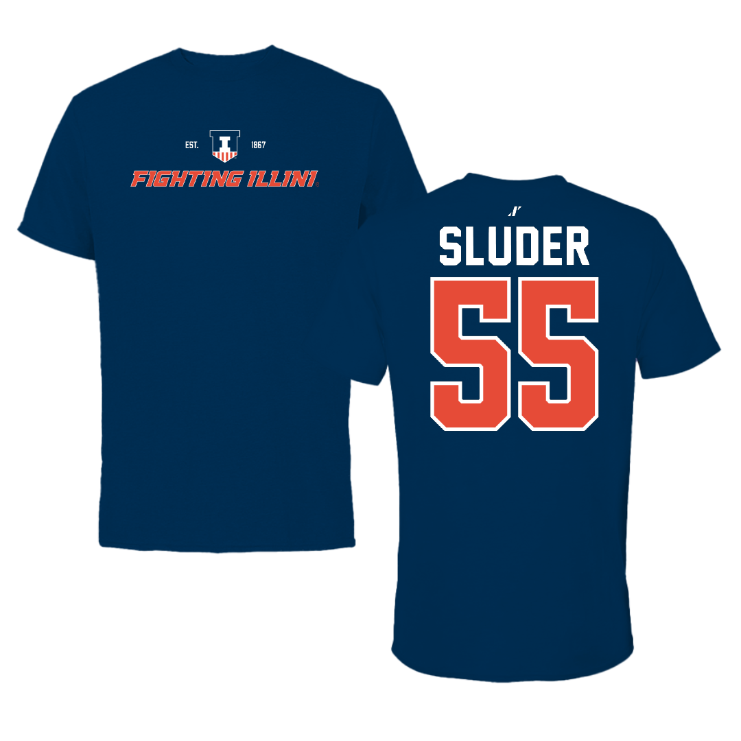 University of Illinois Softball Navy General Performance Tee - #55 Mallory Sluder