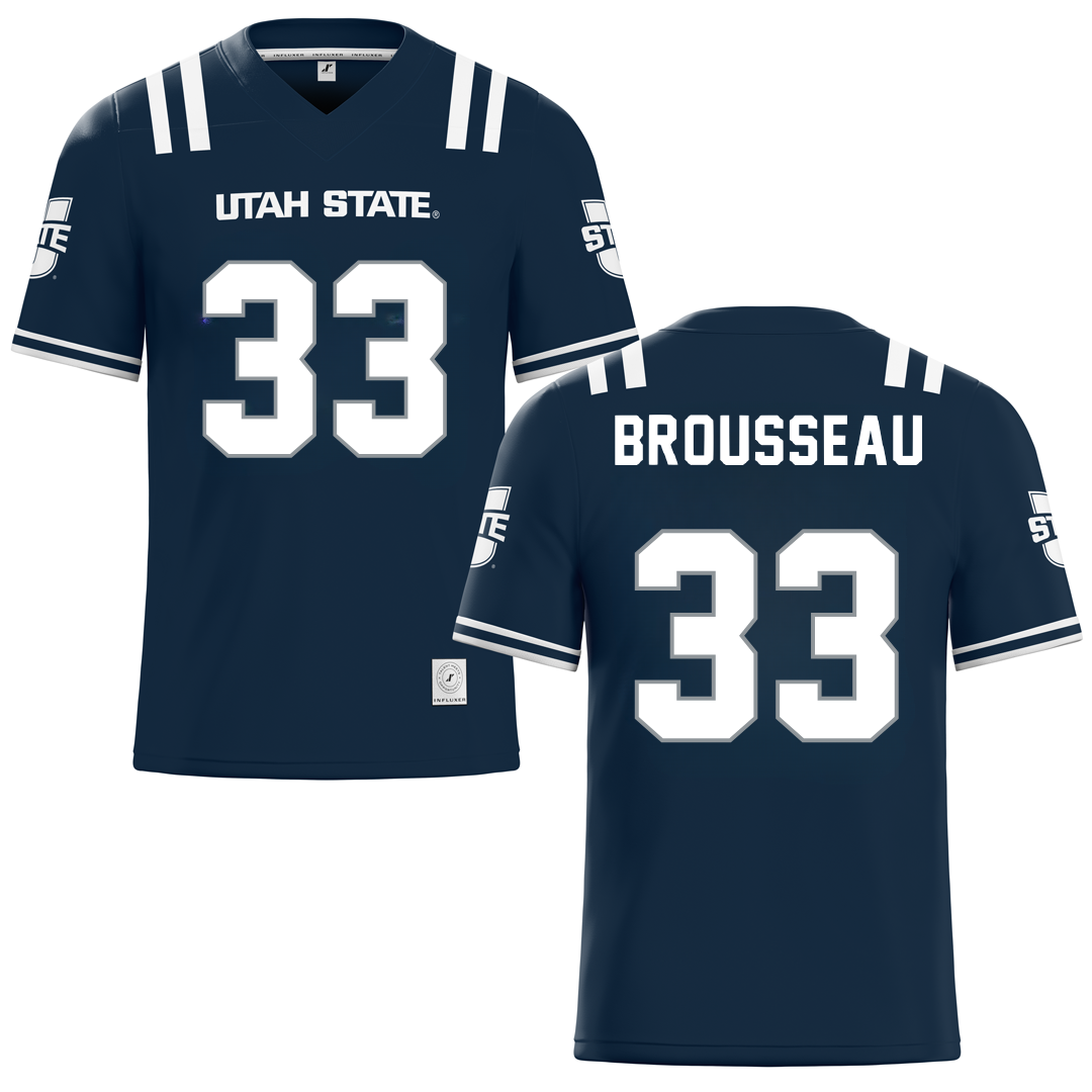 Utah State University Blue Football Jersey - #33 Grayson Brousseau