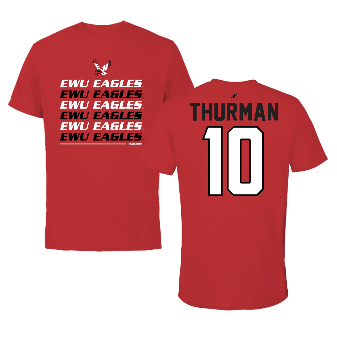 Eastern Washington University Football Red General Tee - #10 Trevor Thurman