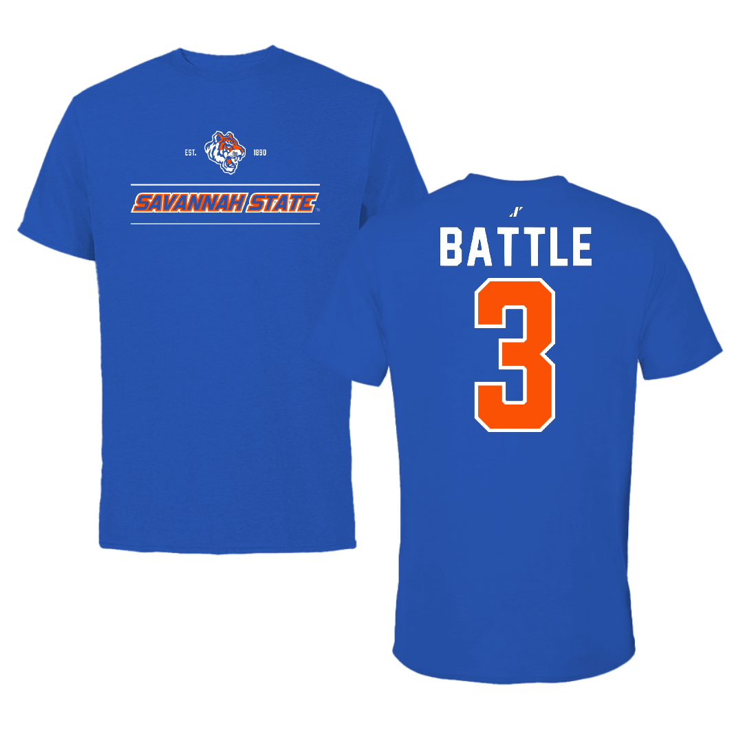 Savannah State University Softball Blue General Tee - #3 Ariana Battle