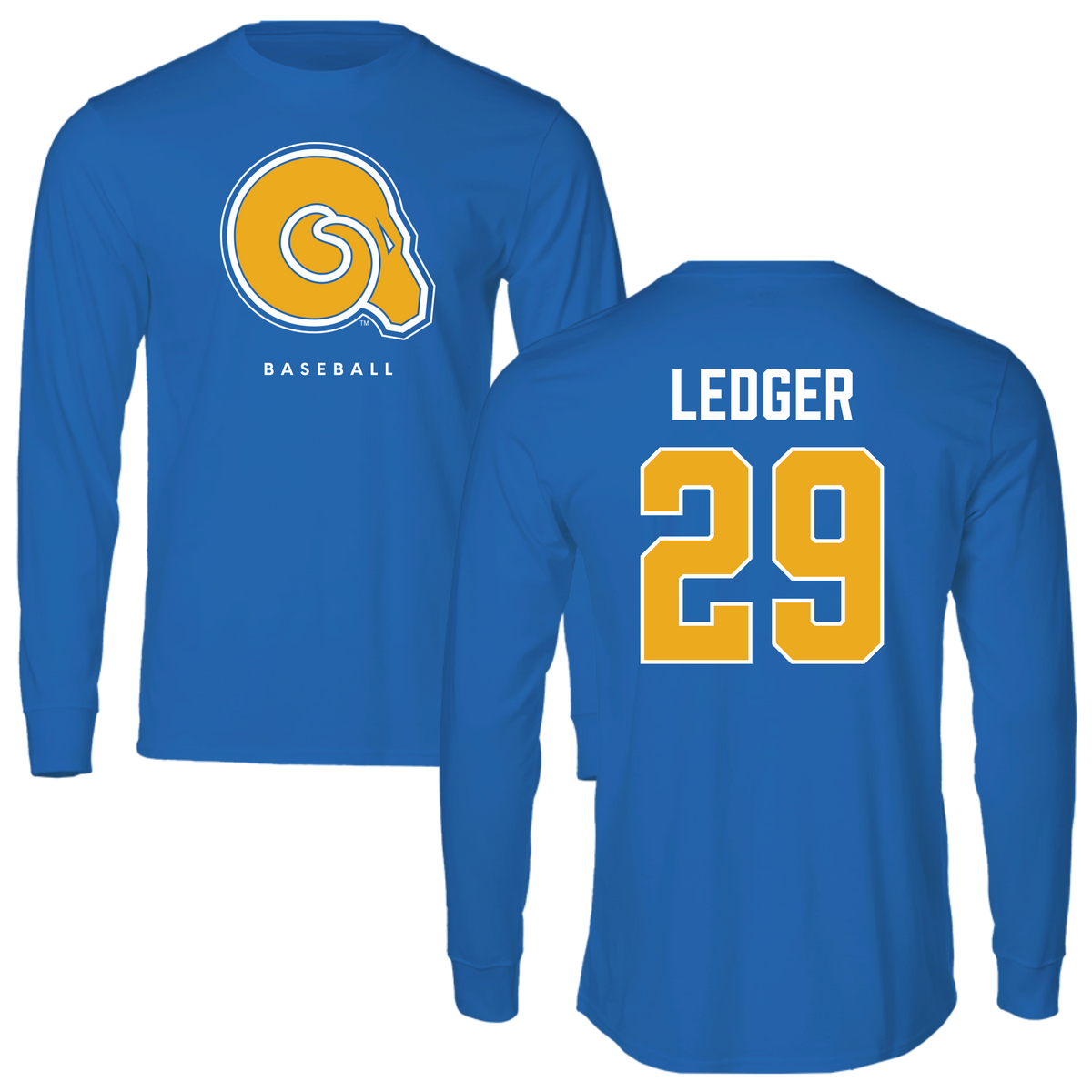 Albany State University Baseball Blue Long Sleeve - #29 Chase Ledger