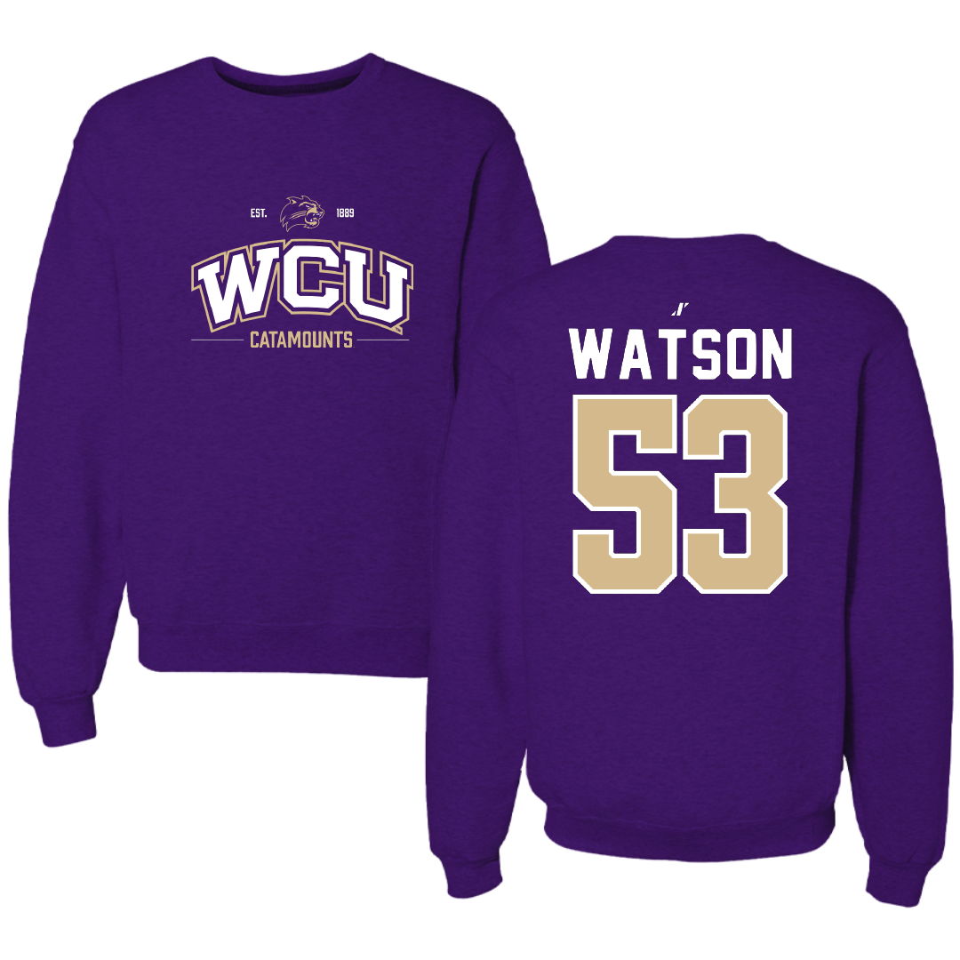 Western Carolina University Football Purple General Crewneck - #53 Zach Watson