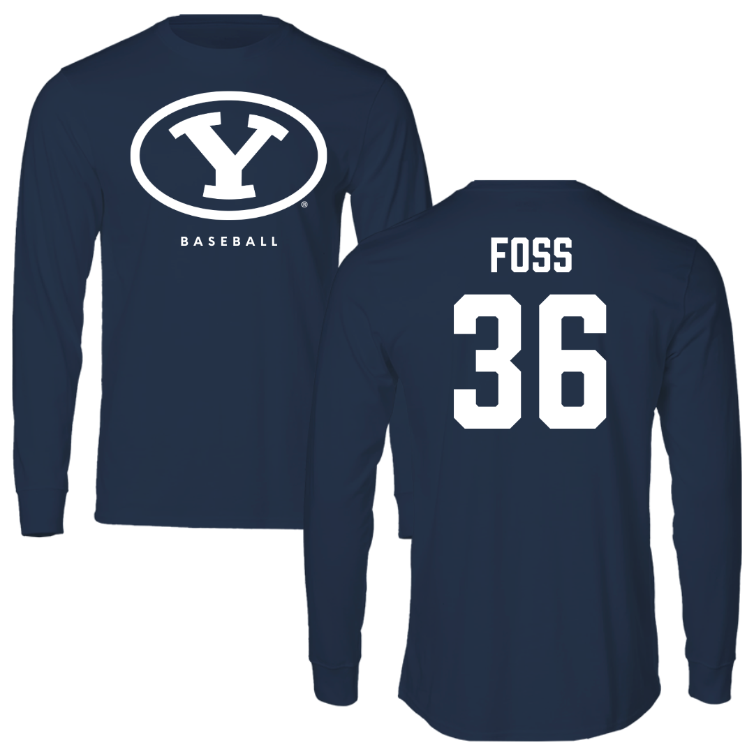 Brigham Young University Baseball Navy Performance Long Sleeve - #36 Carter Foss
