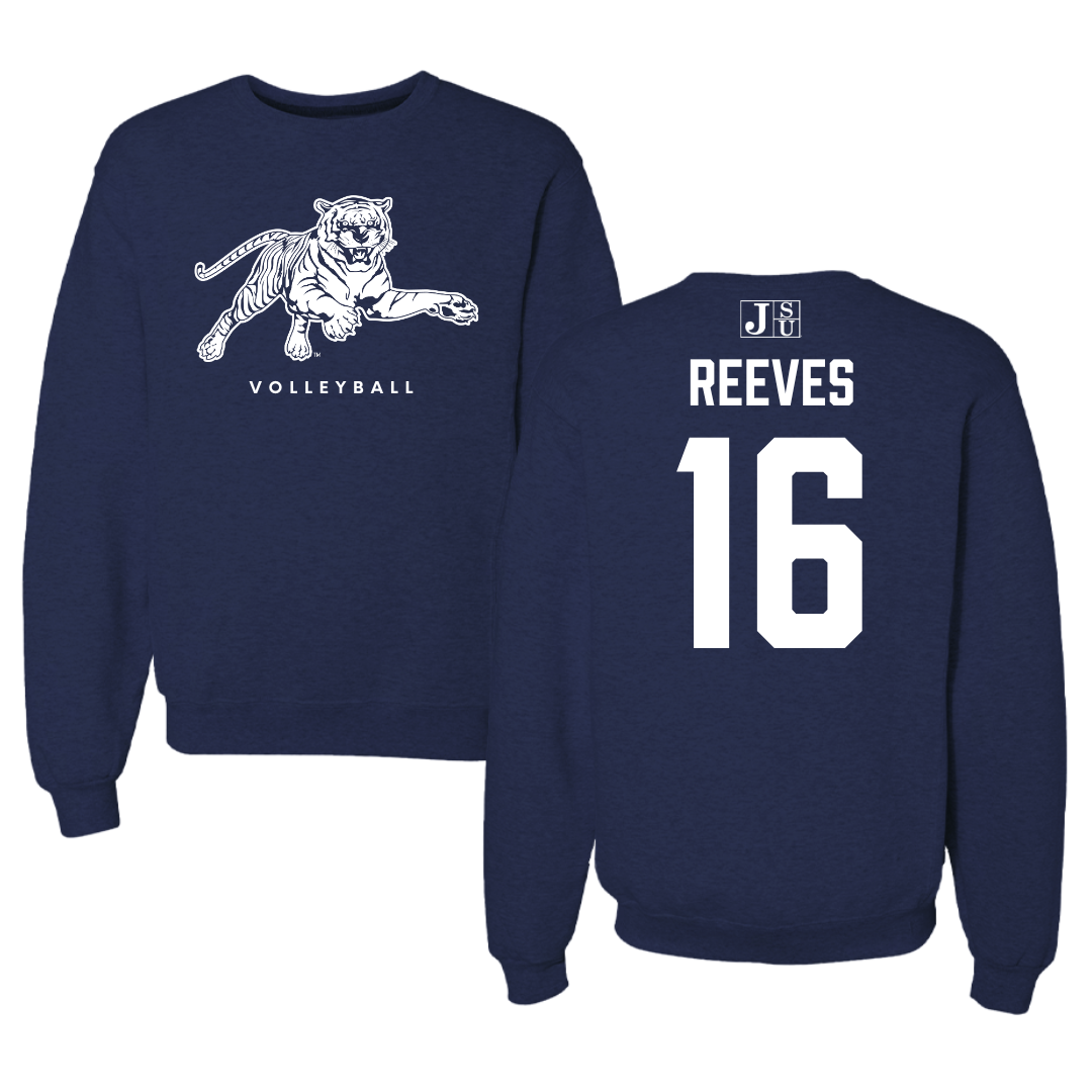 Jackson State University Volleyball Navy Crewneck - #16 Maya Reeves