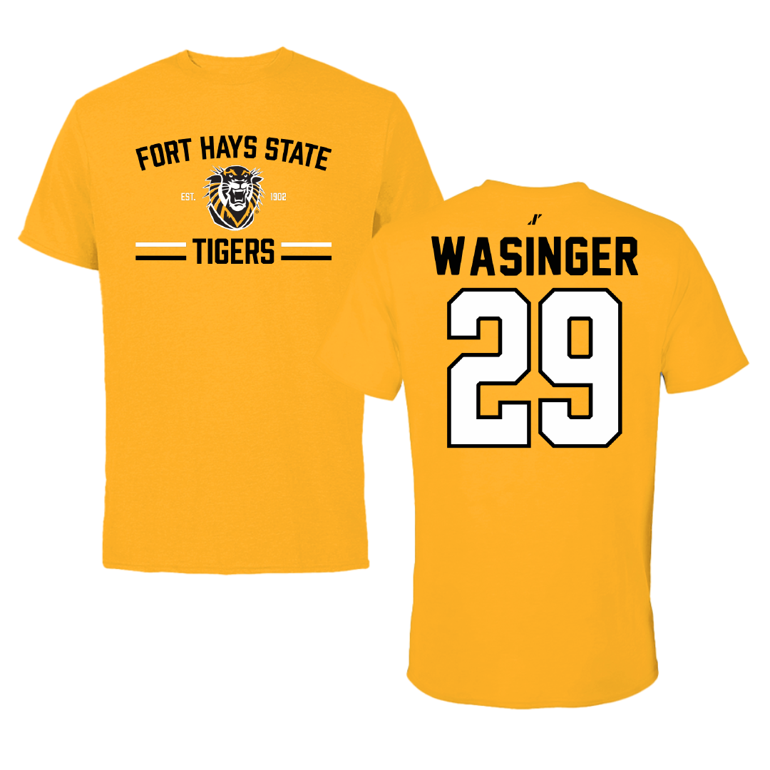 Fort Hays State University Baseball Gold General Tee - #29 Carson Wasinger
