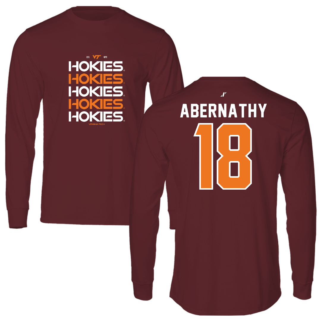 Virginia Tech Softball Maroon General Long Sleeve - #18 MJ Abernathy