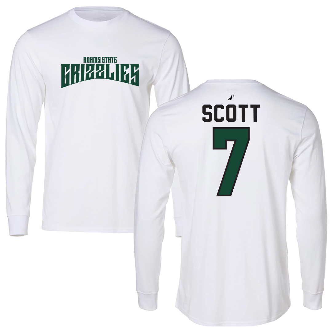 Adams State University Football White Classic Performance Long Sleeve - #7 Jalen Scott