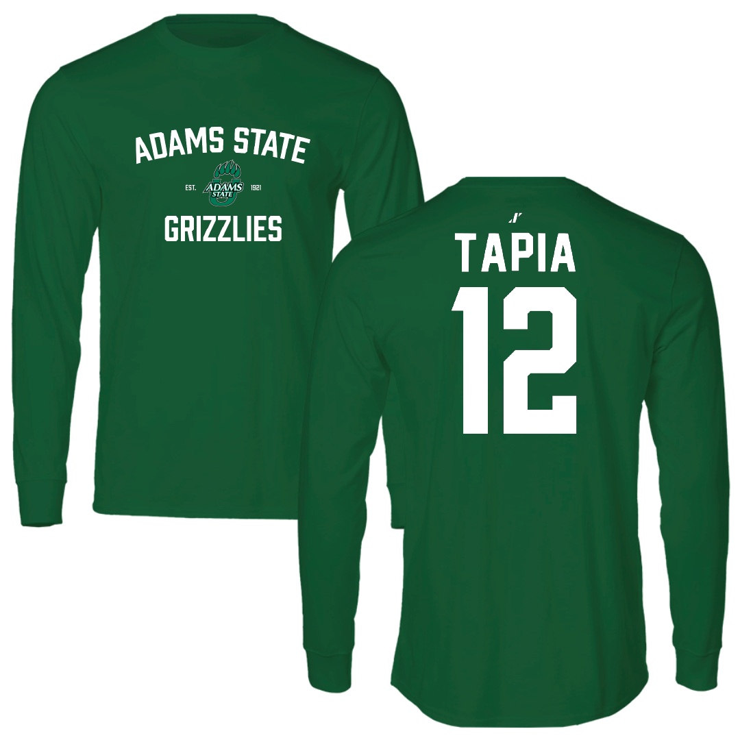 Adams State University Basketball Green General Performance Long Sleeve - #12 Jude Tapia