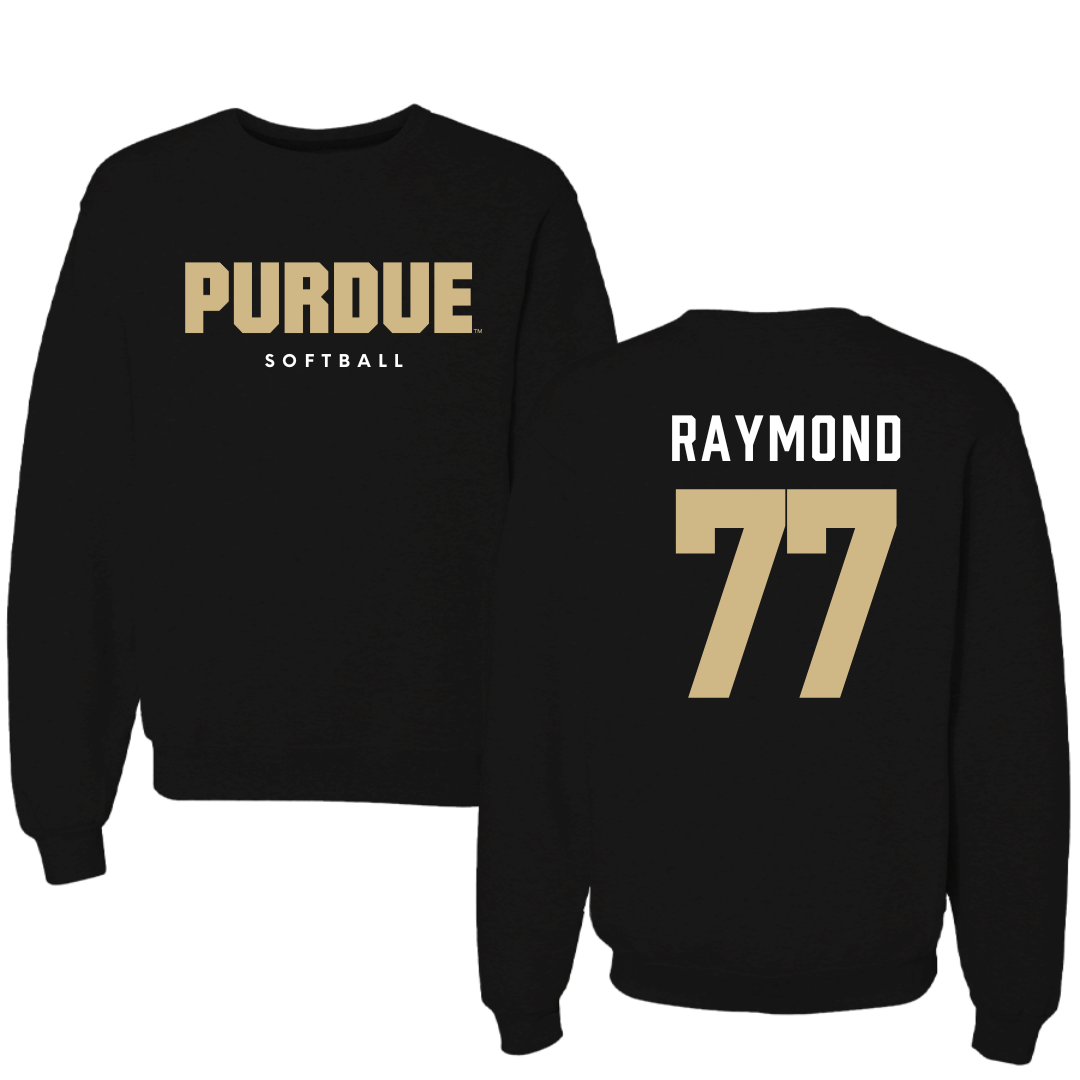 Purdue University Softball Black Crewneck - #77 Juliana Raymond