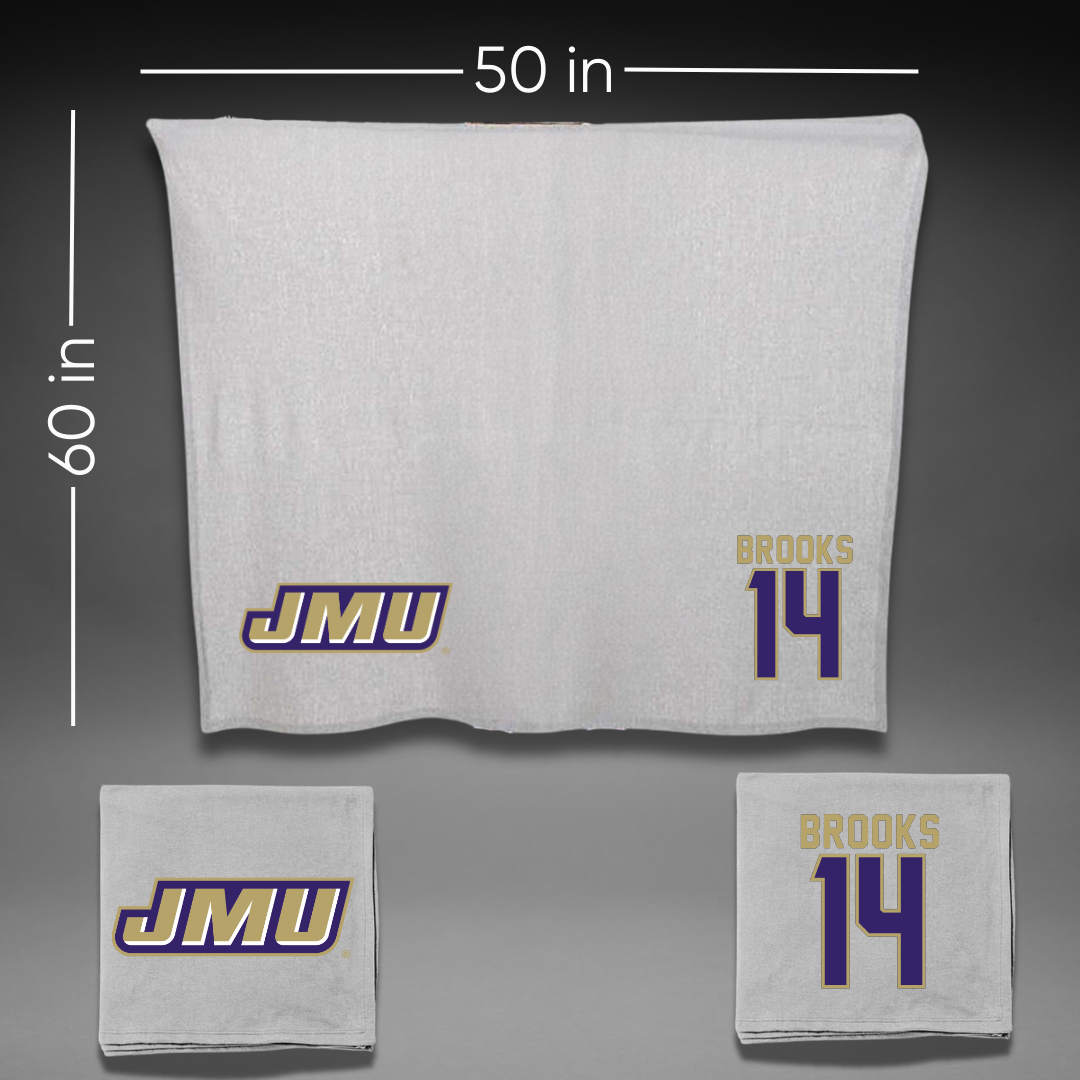 James Madison University Baseball Gray Blanket - #14 TJ Brooks