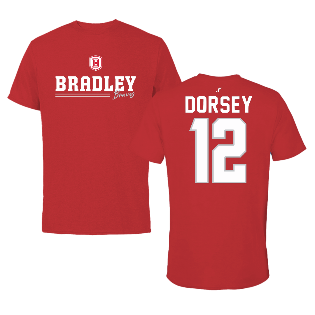 Bradley University Basketball Red General Performance Tee - #12 Nika Dorsey