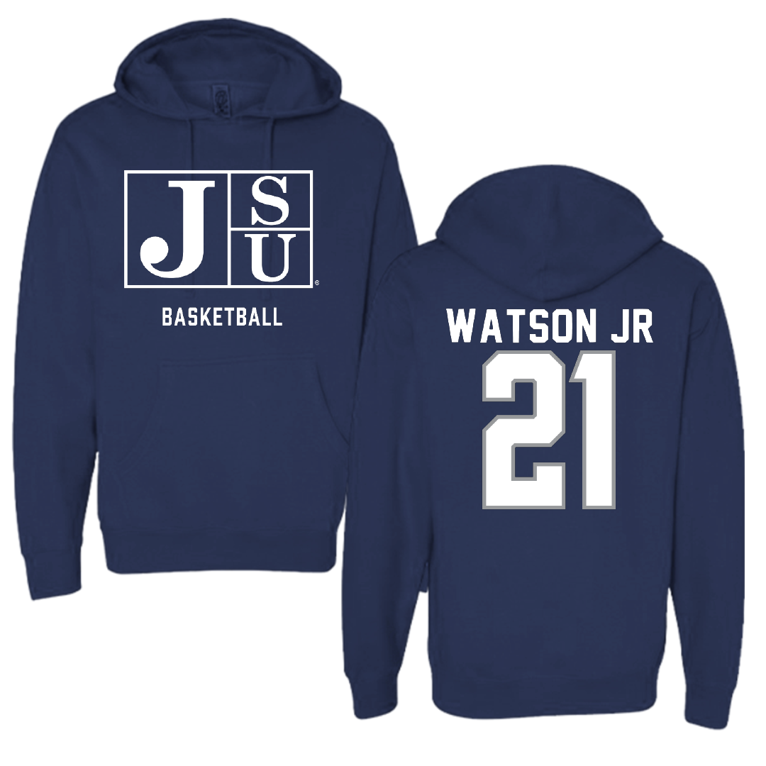 Jackson State University Basketball Navy Hoodie - #21 Marcus Watson Jr