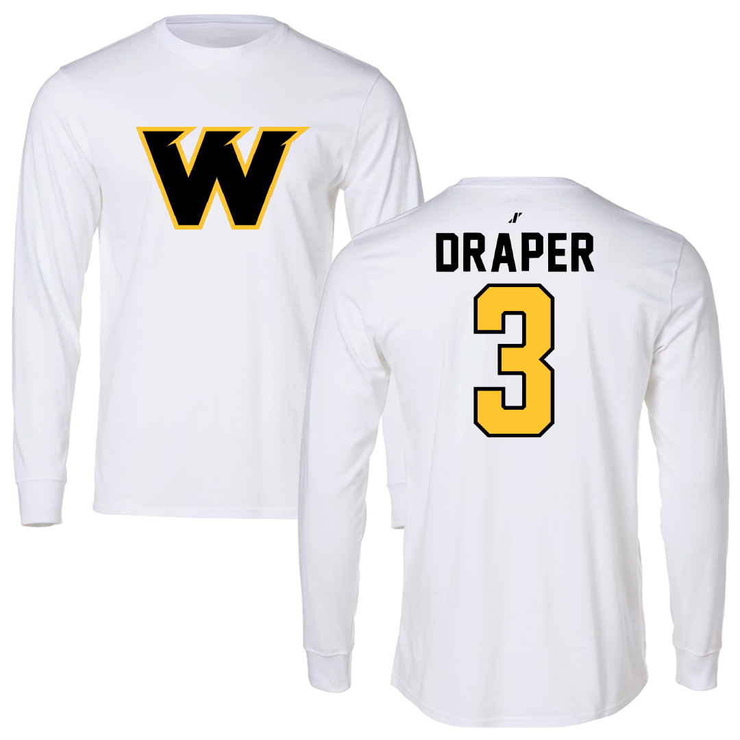 Wayne State College (Nebraska) Rugby White Performance Long Sleeve - #3 Trent Draper