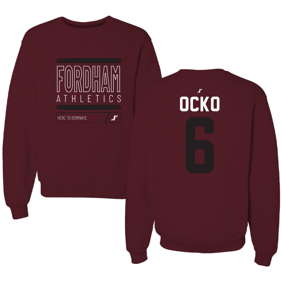 Fordham University Baseball Maroon Dominate Crewneck - #6 Madden Ocko
