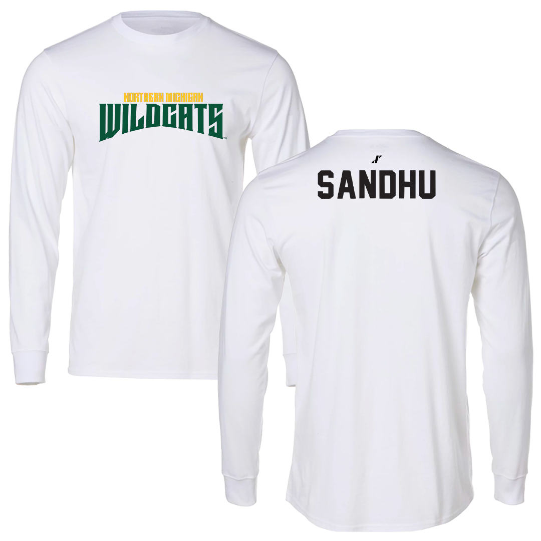Northern Michigan University Wrestling White Classic Performance Long Sleeve - Bryn Sandhu