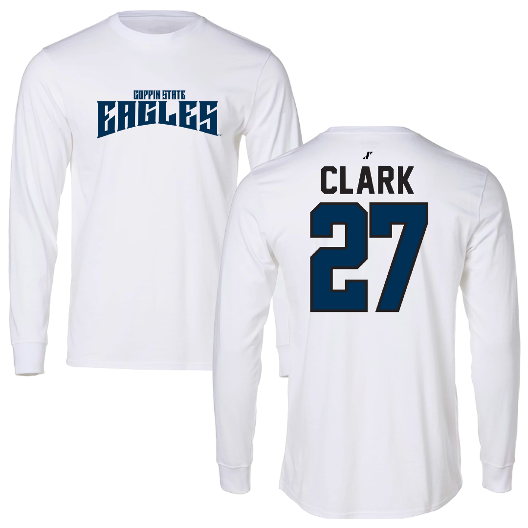 Coppin State University Baseball White Classic Performance Long Sleeve - #27 Jayden Clark