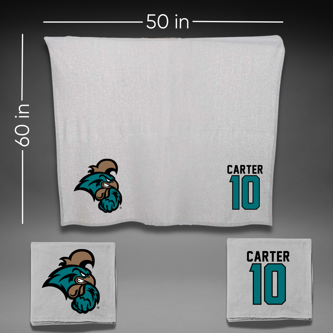 Coastal Carolina University Basketball Gray Blanket - #10 Dalanna Carter