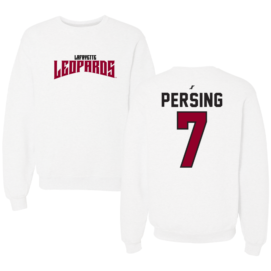 Lafayette College Football White Classic Crewneck - #7 Carson Persing