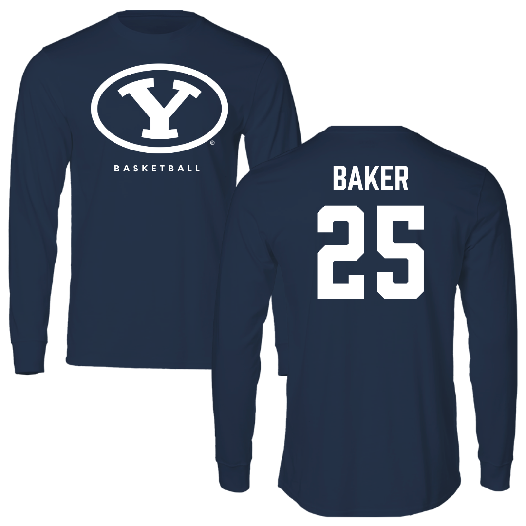 Brigham Young University Basketball Navy Performance Long Sleeve - #25 Dawson Baker