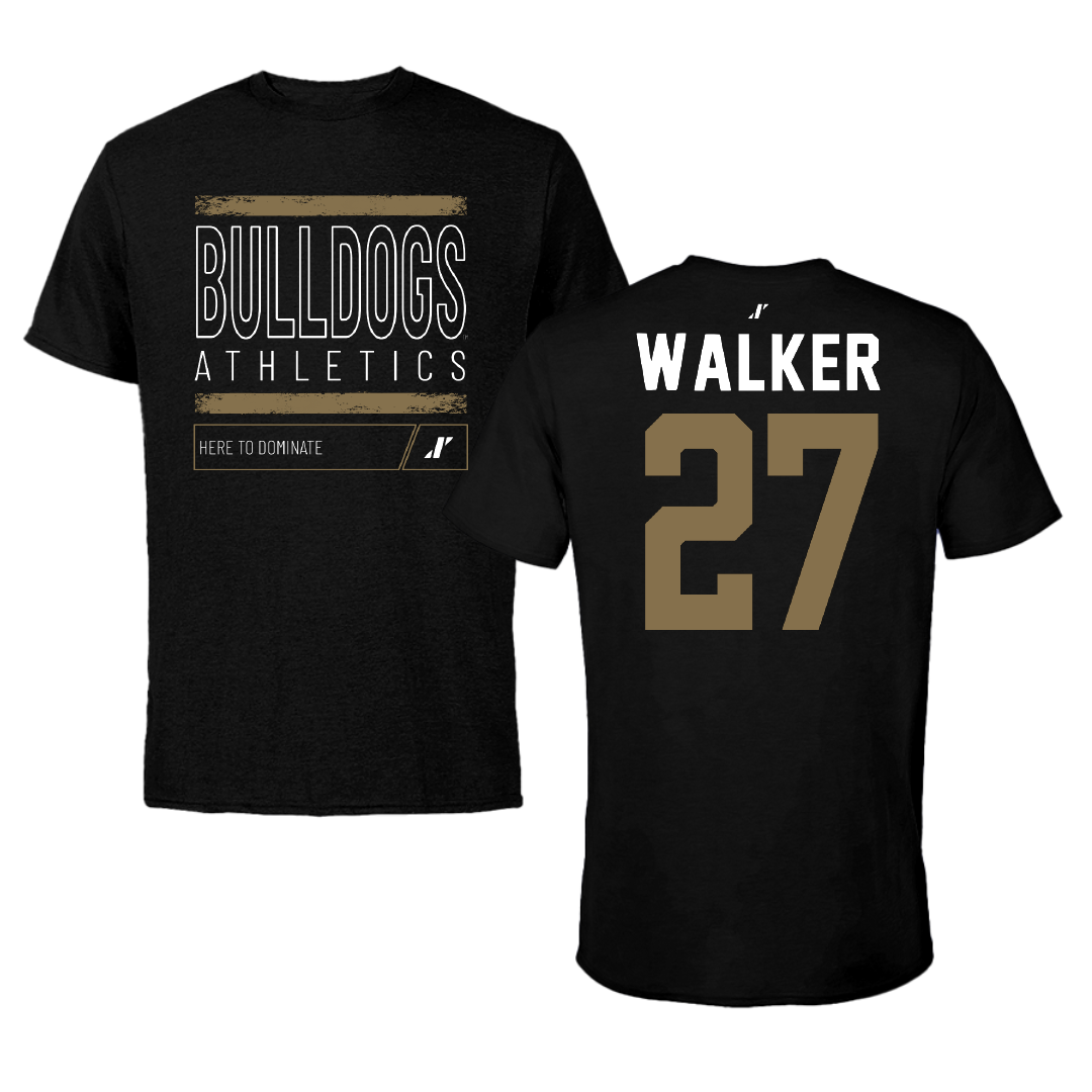 Bryant University Football Black Dominate Performance Tee - #27 Dedric Walker