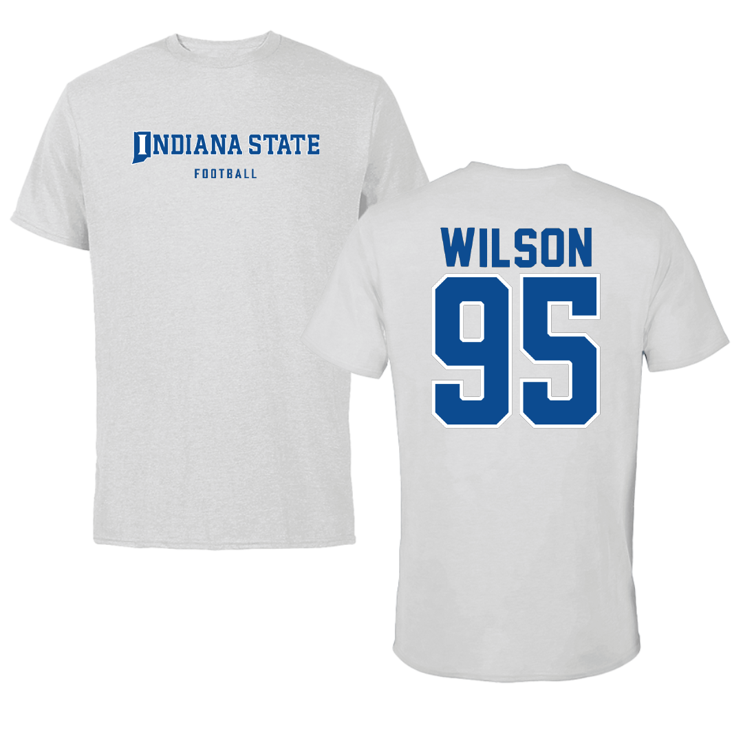 Indiana State University Football Light Gray Performance Tee - #95 Logan Wilson