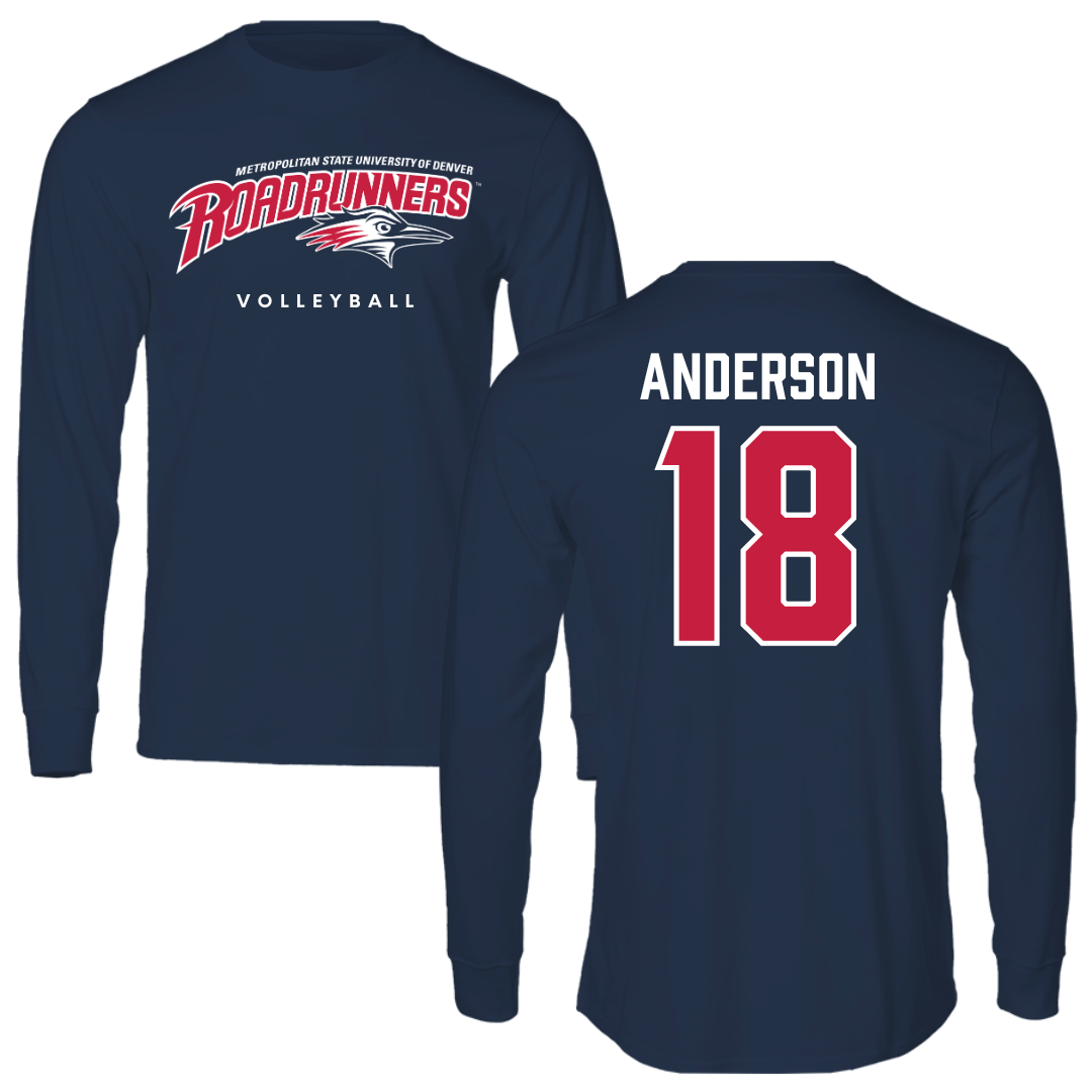 Metropolitan State University of Denver Volleyball Navy Long Sleeve - #18 Riley Anderson