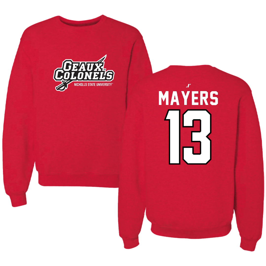 Nicholls State University Baseball Red General Crewneck - #13 Jacob Mayers