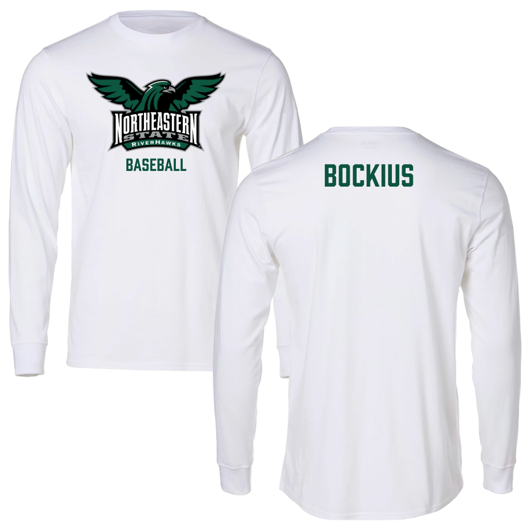 Northeastern State University Baseball White Performance Long Sleeve - Brazen Bockius
