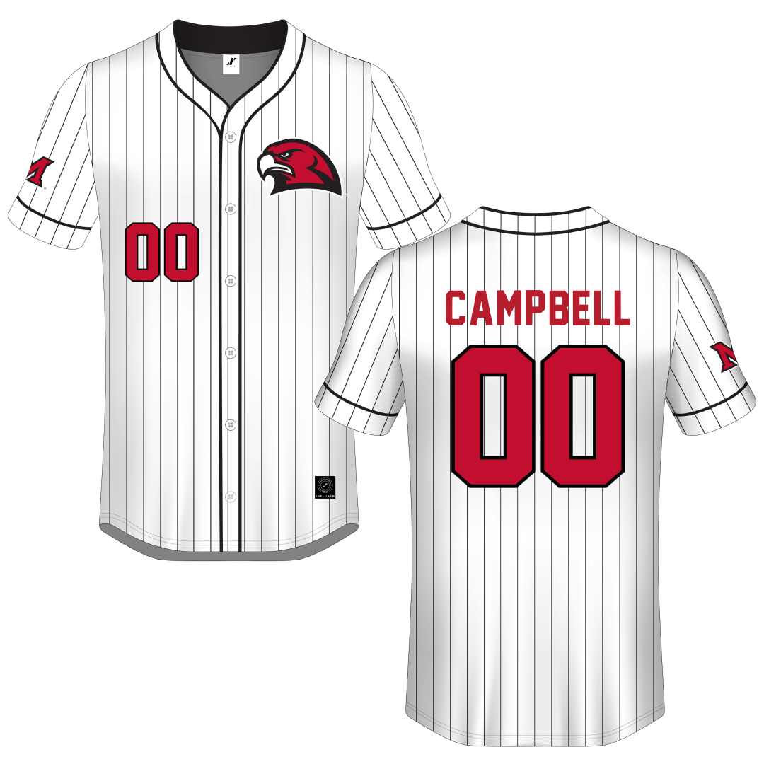 Miami University (Ohio) White Pinstripe Button-Down Jersey - #00 Mckenna Campbell