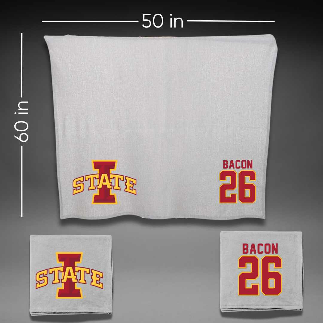 Iowa State University Football Gray Blanket - #26 Caleb Bacon
