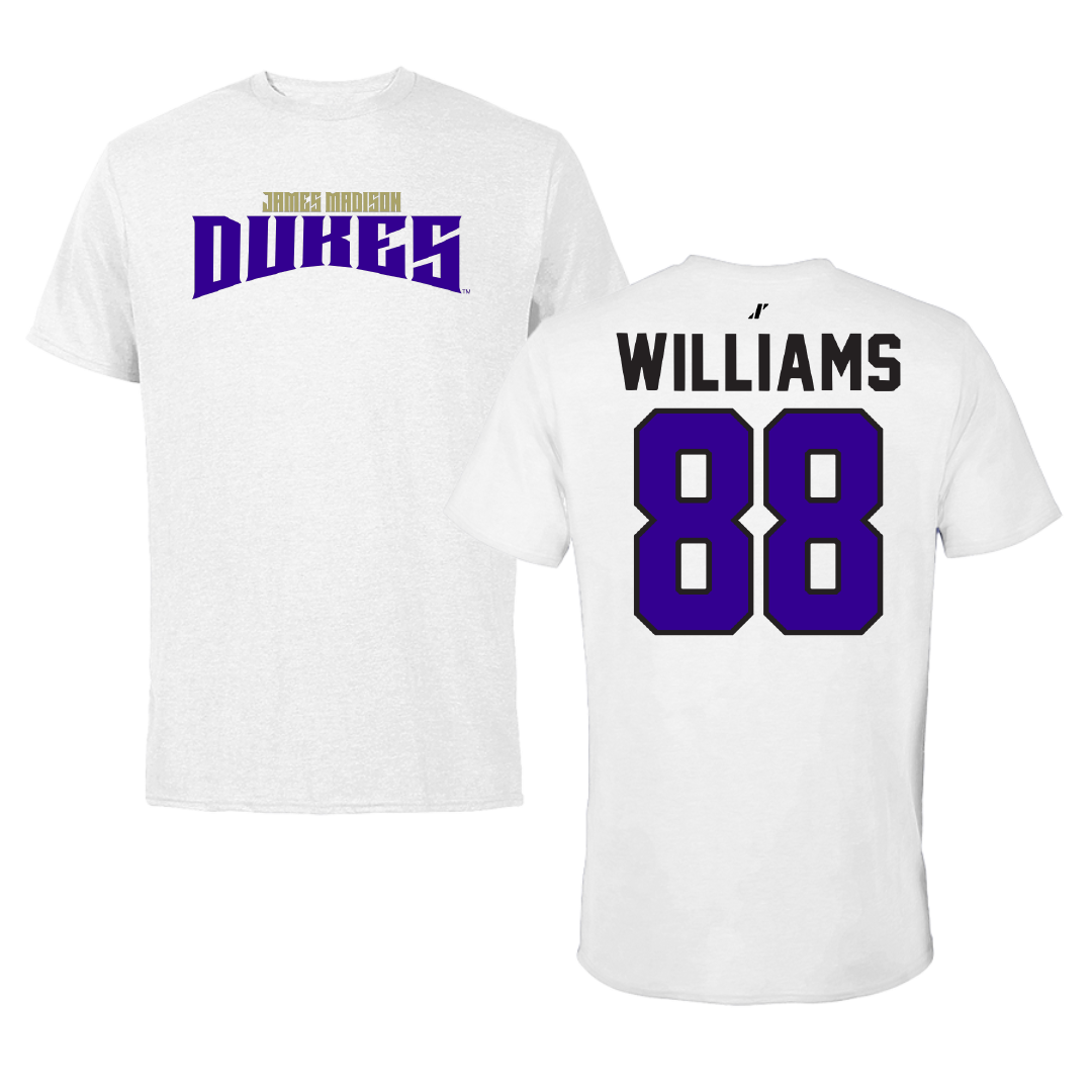 James Madison University Football White Classic Tee - #88 Dylan Williams