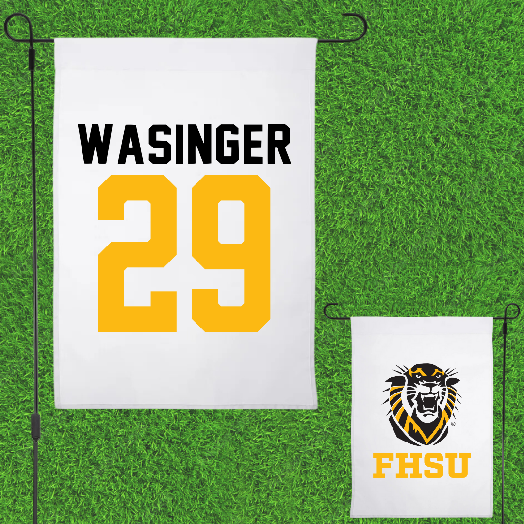 Fort Hays State University Baseball White Garden Flag - #29 Carson Wasinger