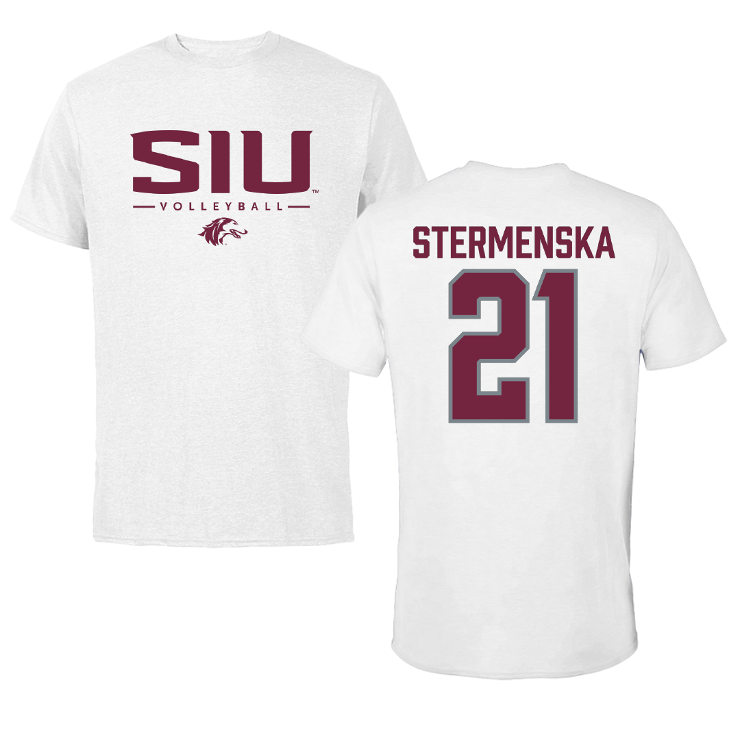 Southern Illinois University at Carbondale Volleyball White Performance Tee - #21 Ema Stermenska