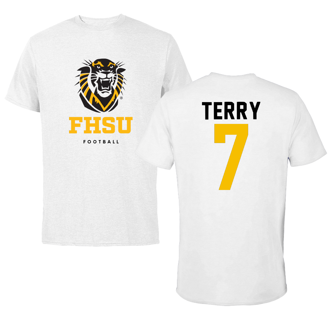 Fort Hays State University Football White Tee - #7 Parrish Terry