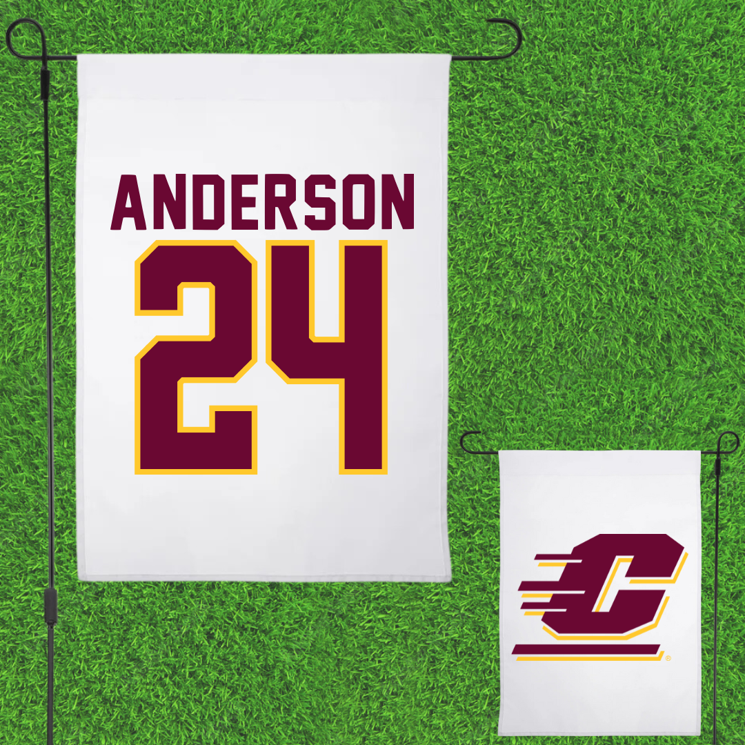 Central Michigan University Basketball White Garden Flag - #24 Taylor Anderson