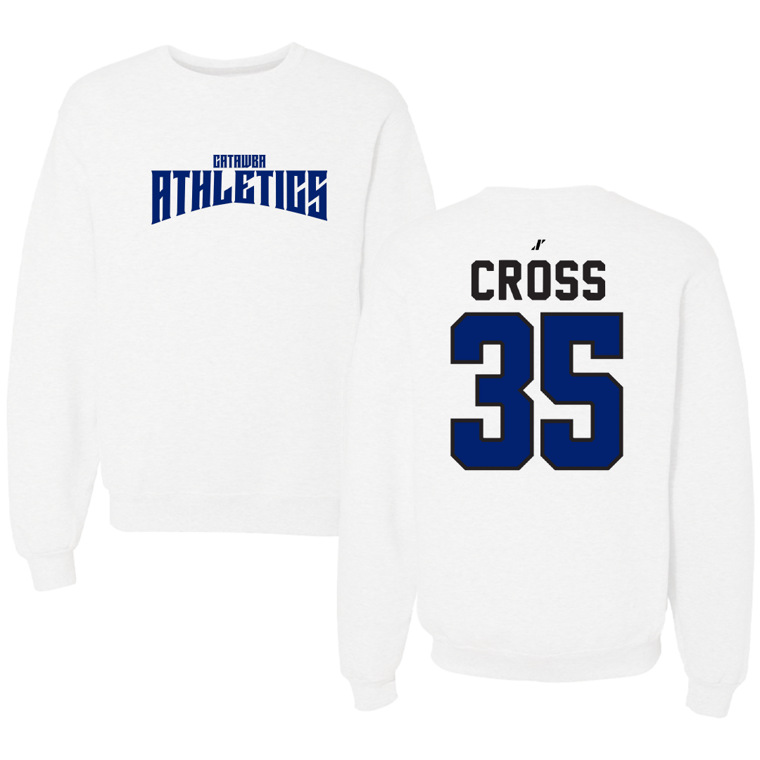 Catawba College Baseball White Classic Crewneck - #35 Caleb Cross