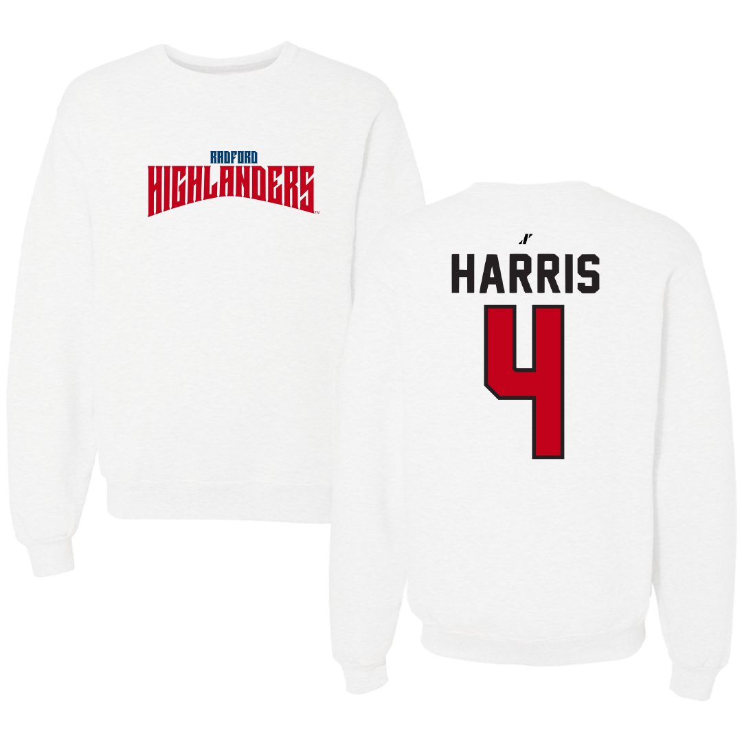 Radford University Basketball White Classic Crewneck - #4 Truth Harris