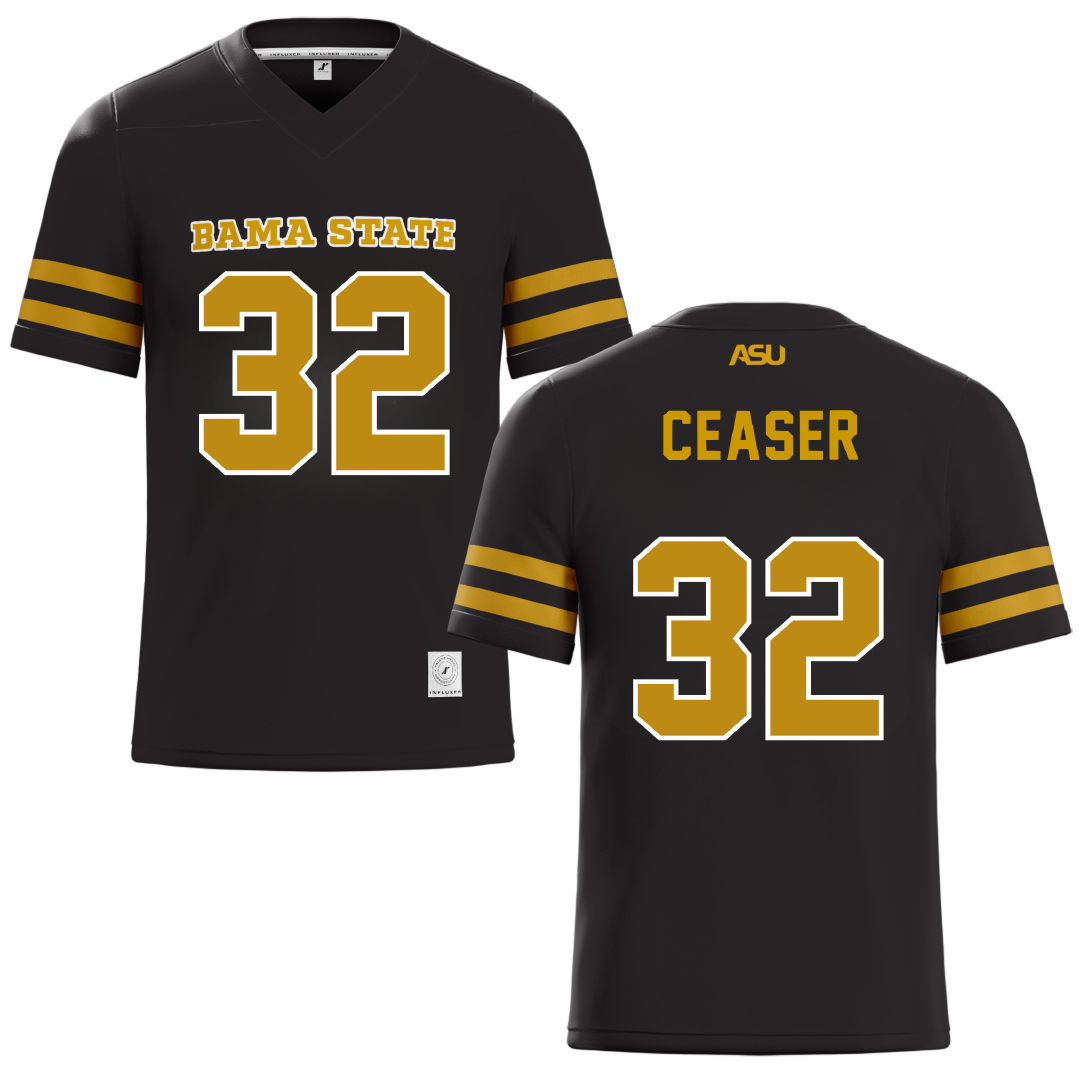 Alabama State University Black Football Jersey - #32 Brennen Ceaser