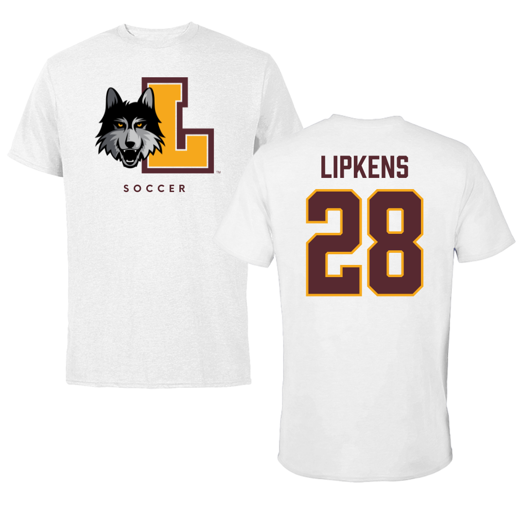 Loyola University-Chicago Soccer White Tee - #28 Naya Lipkens