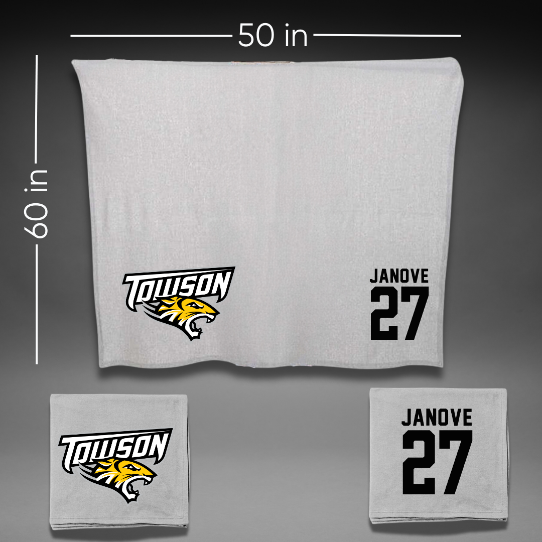 Towson University Baseball Gray Blanket - #27 Josh Janove