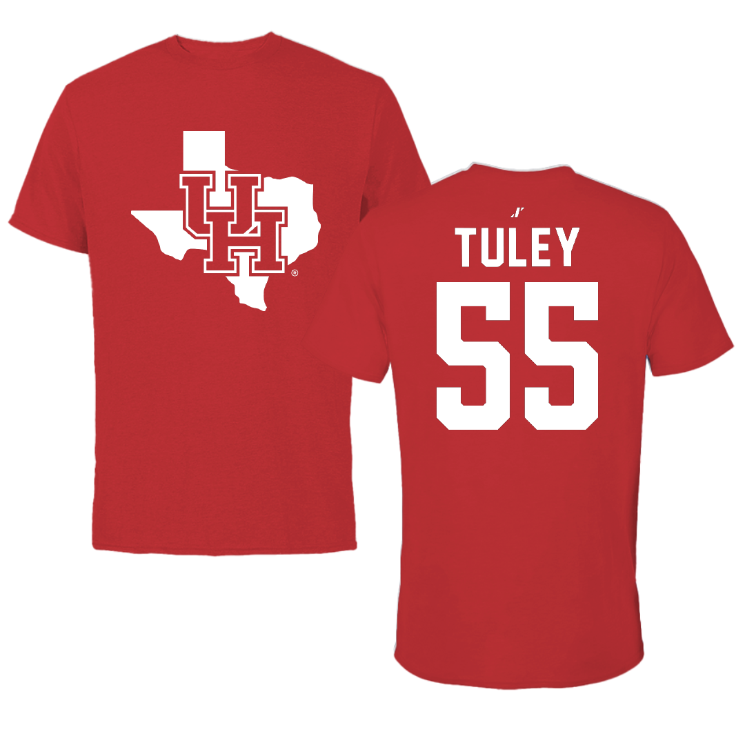 University of Houston Football Red State Tee - #55 Cavan Tuley