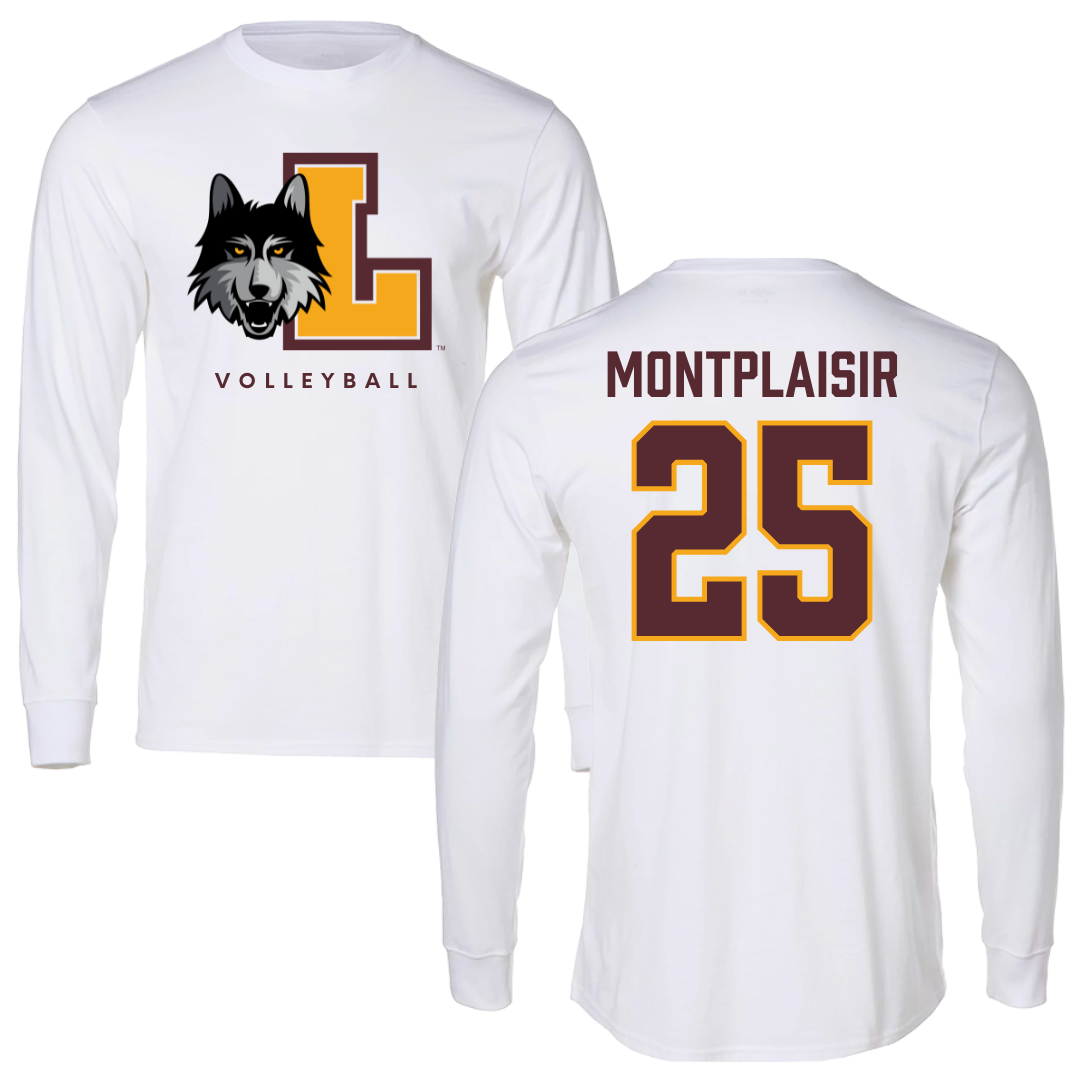 Loyola University-Chicago Volleyball White Mascot Long Sleeve - #25 Benjamin Montplaisir