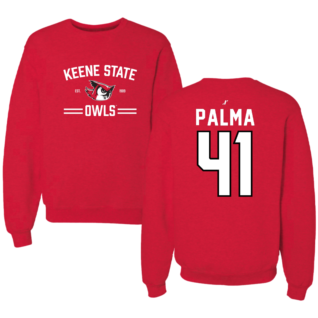 Keene State College Lacrosse Red General Crewneck - #41 Ethan Palma