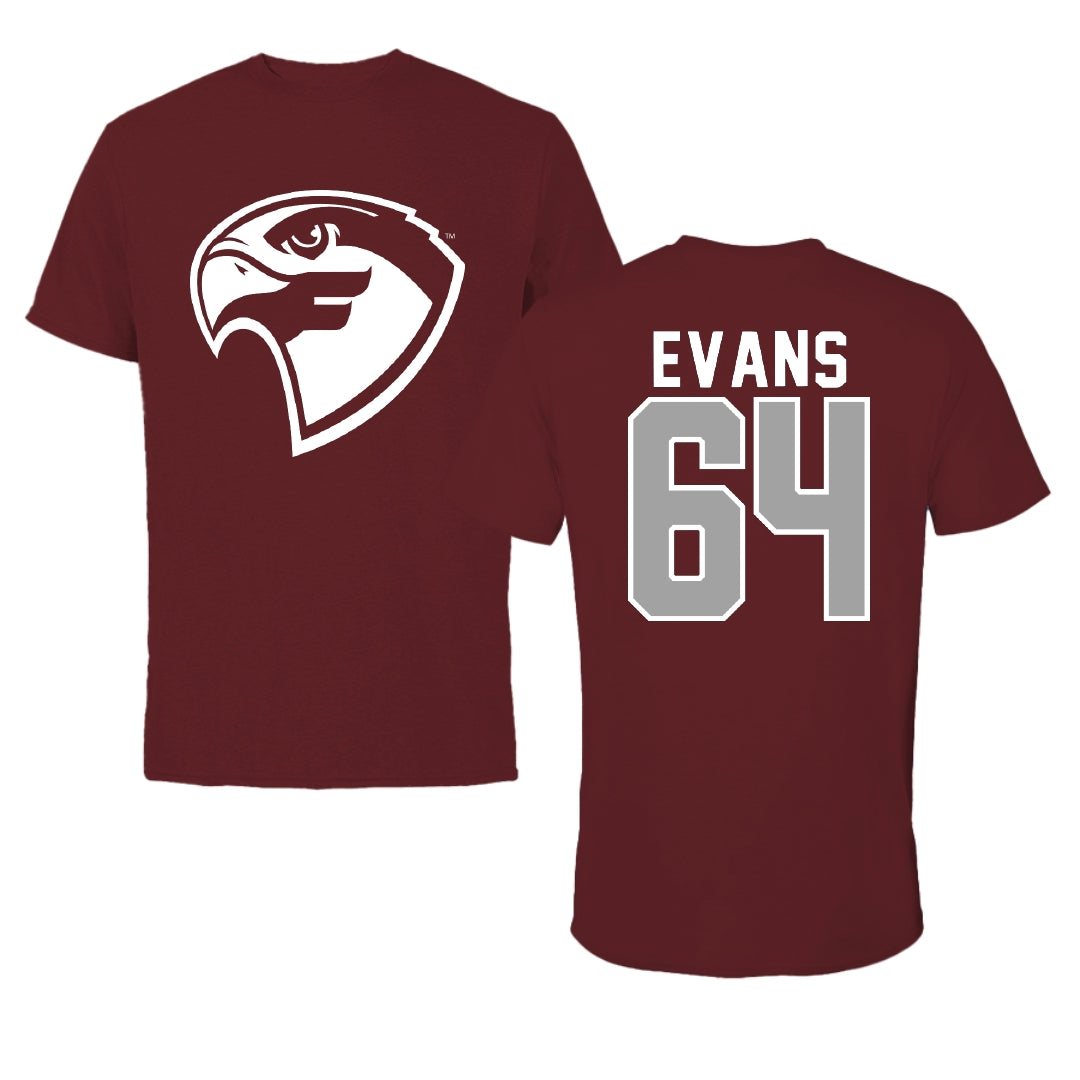Fairmont State University Football Maroon Performance Tee - #64 Jaiden Evans